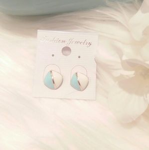 Turquoise and White Earrings